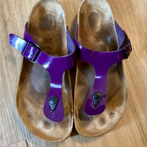 Birkenstock Purple T Strap Leather Thong Sandals Sz 10